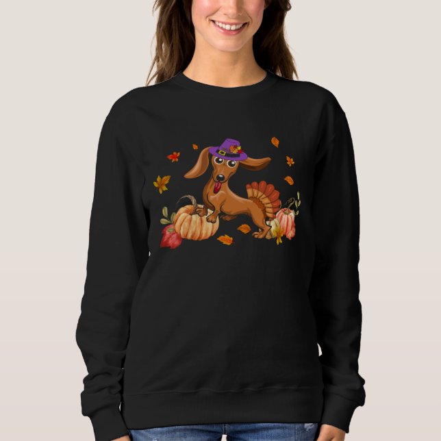 Happy Thanksgiving Dachshund Dog  Turkey Day Costu Sweatshirt (Front)