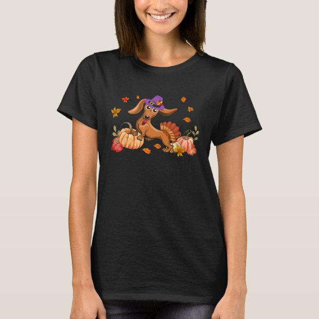 Happy Thanksgiving Dachshund Dog  Turkey Day Costu T-Shirt (Front)
