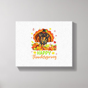 Happy Thanksgiving Dachshund Dog Turkey Dog Lover Canvas Print