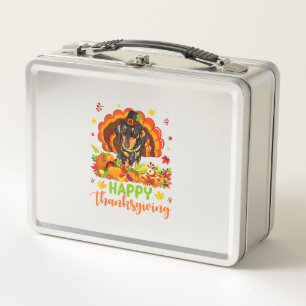 Happy Thanksgiving Dachshund Dog Turkey Dog Lover  Metal Lunch Box