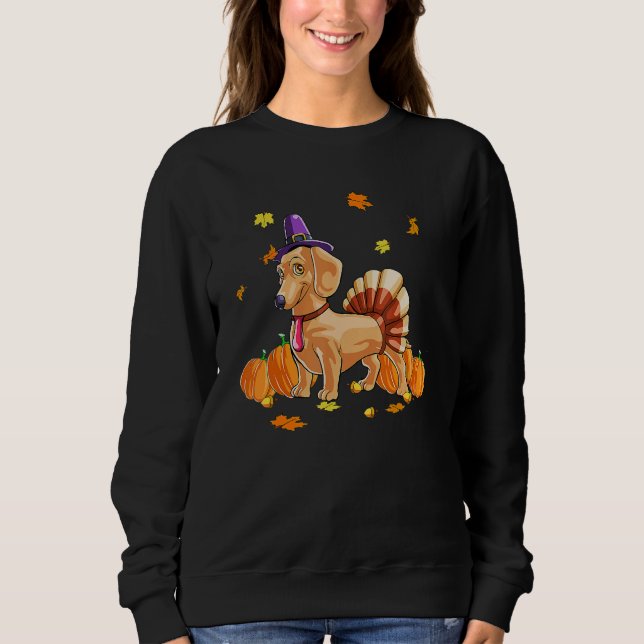 Happy Thanksgiving Dachshund Turkey Costume Sweatshirt (Front)