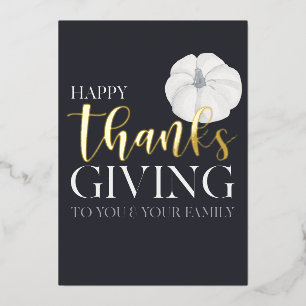 "Happy Thanksgiving" darkblue real Foil Holiday 