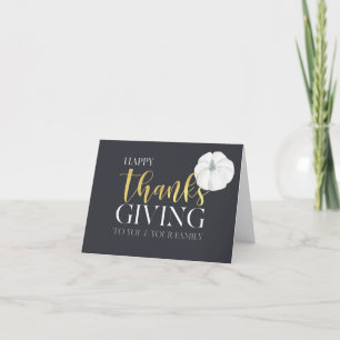 "Happy Thanksgiving" darkblue silvergrey Thank You Card