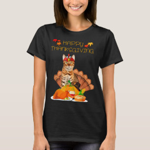 Happy Thanksgiving Day Bengal Cat Gift Cat Funny T T-Shirt