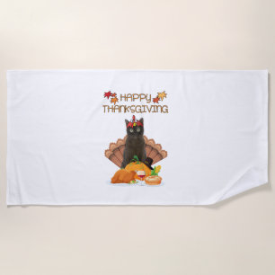 Happy Thanksgiving Day Burmese Cat Gift Funny Turk Beach Towel