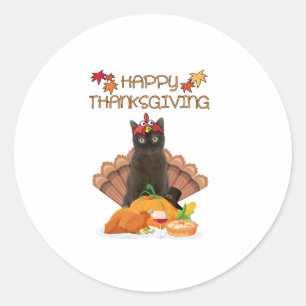 Happy Thanksgiving Day Burmese Cat Gift Funny Turk Classic Round Sticker