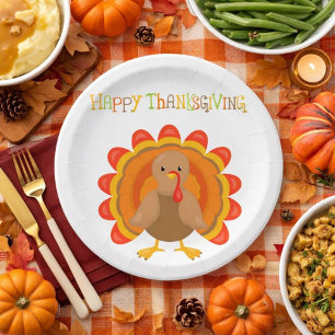 Happy Thanksgiving Day Dinner Paper Plate