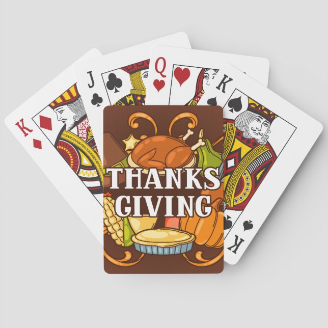 Happy Thanksgiving Day Food Playing Cards (Back)