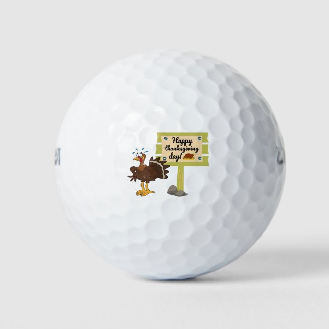 Happy Thanksgiving Day Funny Golf Balls (Front)