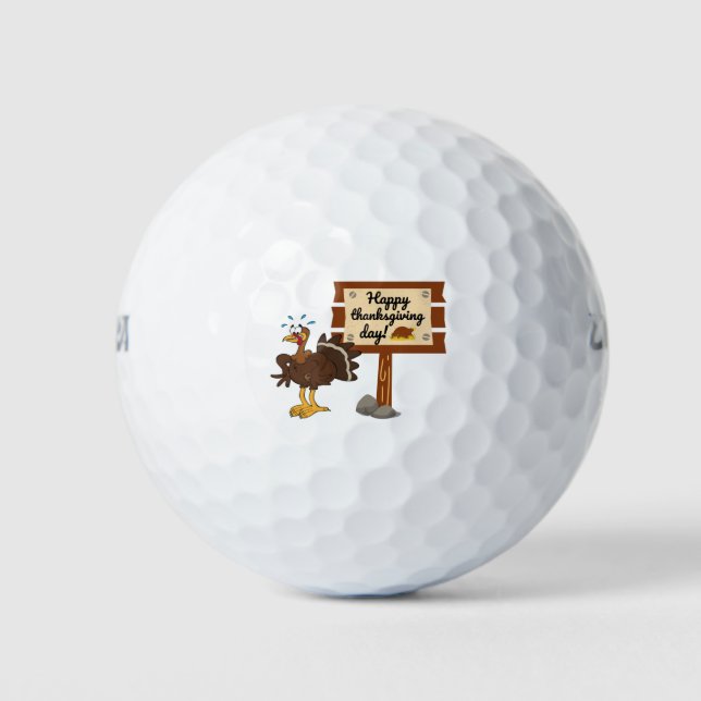 Happy Thanksgiving Day Funny Golf Balls (Front)