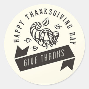 Happy Thanksgiving Day Give Thanks Classic Round Sticker