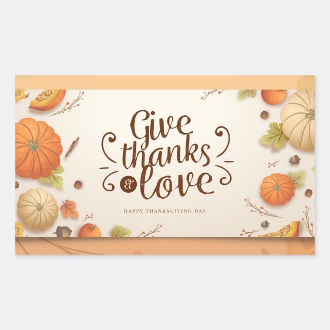 Happy Thanksgiving Day Give Thanks Rectangular Sticker (Front)