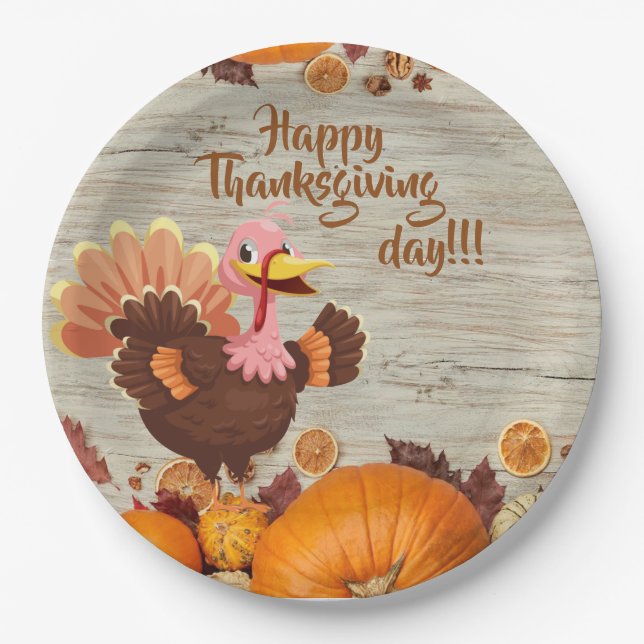 Happy Thanksgiving Day Paper Plate (Front)