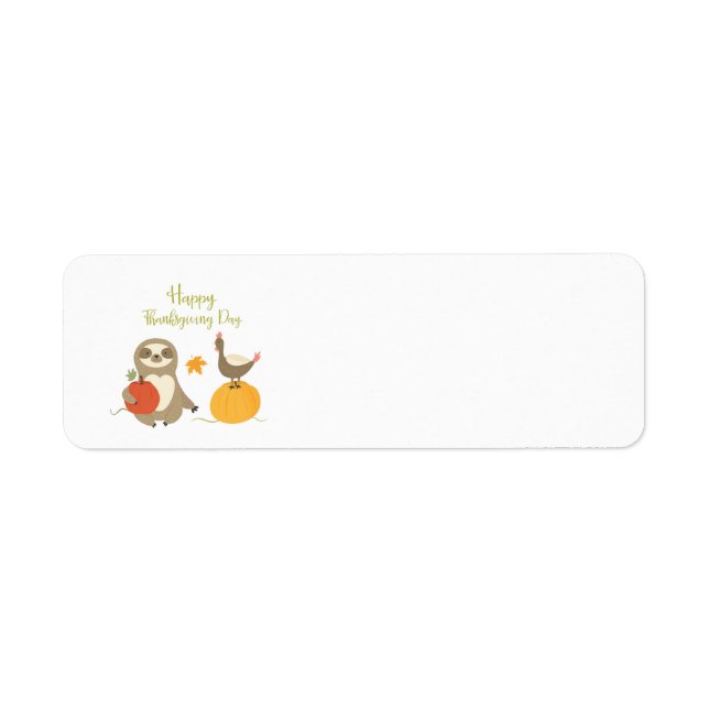 Happy Thanksgiving Day Sloth with turkey label (Front)