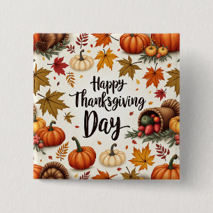 Happy Thanksgiving Day Square Button