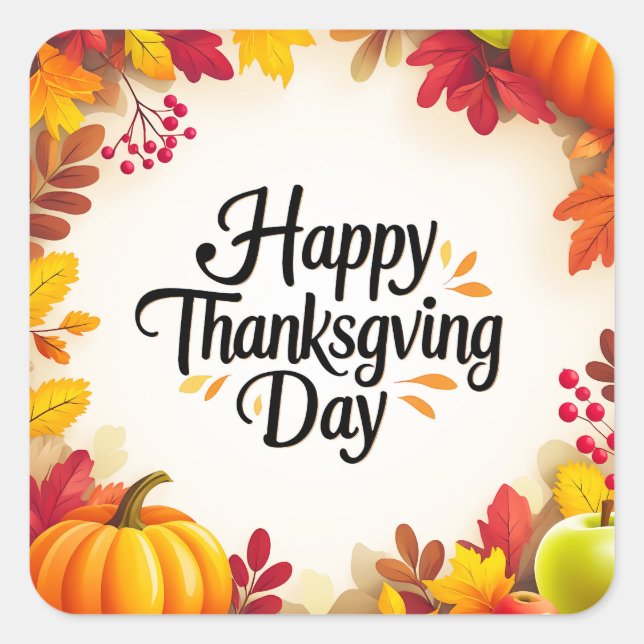 Happy Thanksgiving Day Sticker  (Front)