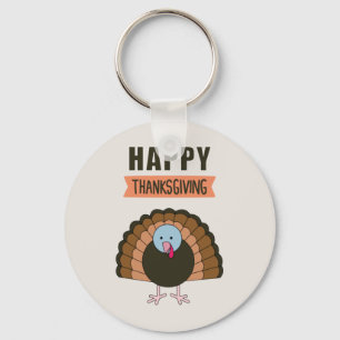 Happy Thanksgiving Day Turkey Grateful Holiday Key Ring