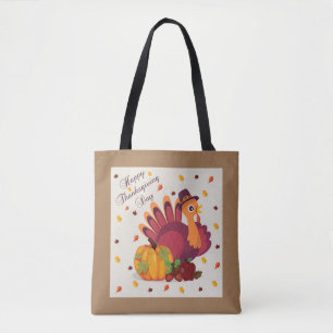 Happy Thanksgiving Day Turkey Tote Bag
