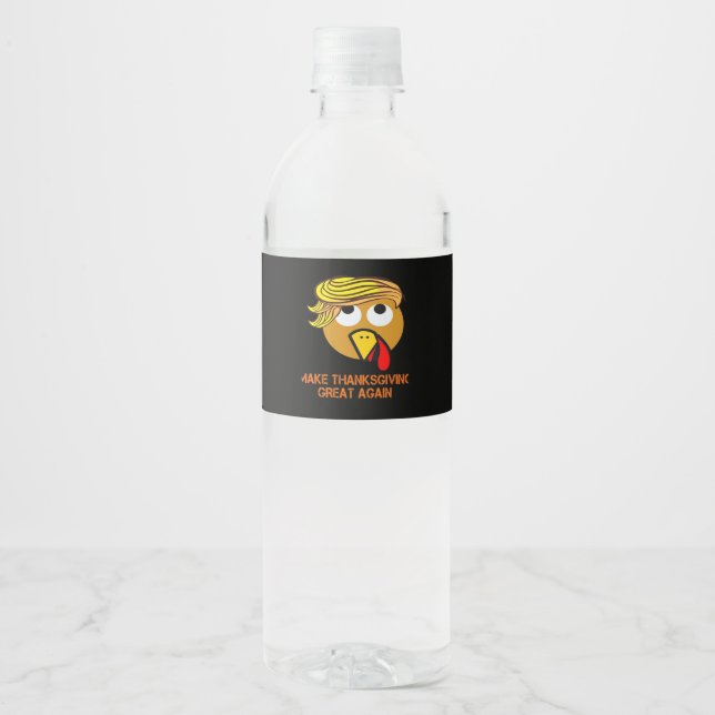 Happy Thanksgiving Day Water Bottle Label (Front)