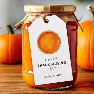 Happy Thanksgiving day with pumpkin pie Gift Tags