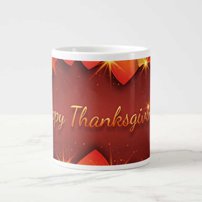 Happy Thanksgiving, decorative, Large Coffee Mug (Front)