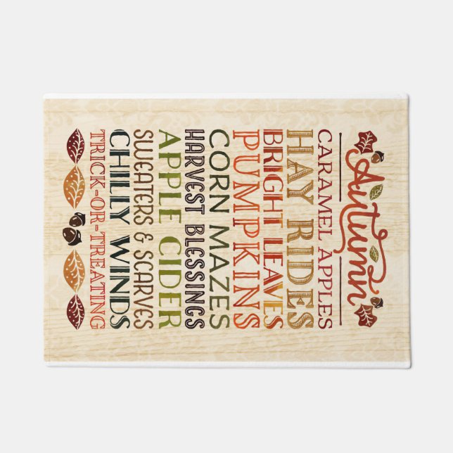 Happy Thanksgiving Descriptive words Autumn Doormat (Front)