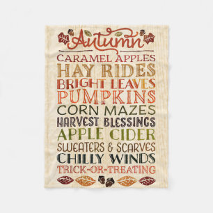 Happy Thanksgiving Descriptive words Autumn Fleece Blanket