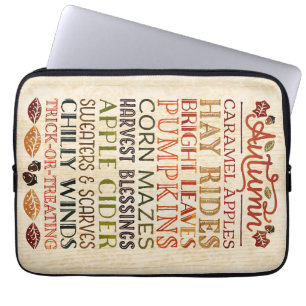 Happy Thanksgiving Descriptive words Autumn Laptop Sleeve
