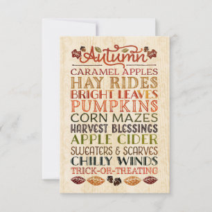 Happy Thanksgiving Descriptive words Autumn Thank You Card