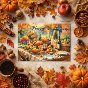 Happy Thanksgiving Dinner Feast Postcard