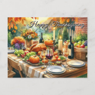 Happy Thanksgiving Dinner Feast  Postcard