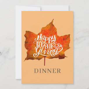 Happy Thanksgiving Dinner Party Fall Leaves Invitation
