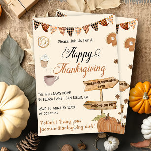 Happy Thanksgiving Dinner Pumpkin & Autumn  Invitation