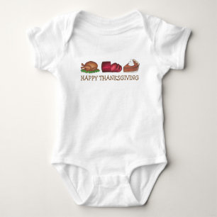 Happy Thanksgiving Dinner Turkey Day Cranberry Pie Baby Bodysuit