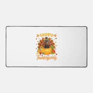 Happy Thanksgiving Doberman Dog Turkey Pumpkin Desk Mat
