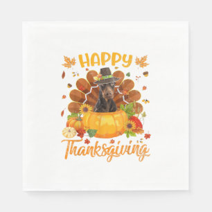 Happy Thanksgiving Doberman Dog Turkey Pumpkin  Napkin