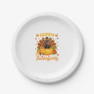 Happy Thanksgiving Doberman Dog Turkey Pumpkin  Paper Plate
