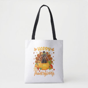 Happy Thanksgiving Doberman Dog Turkey Pumpkin Tote Bag