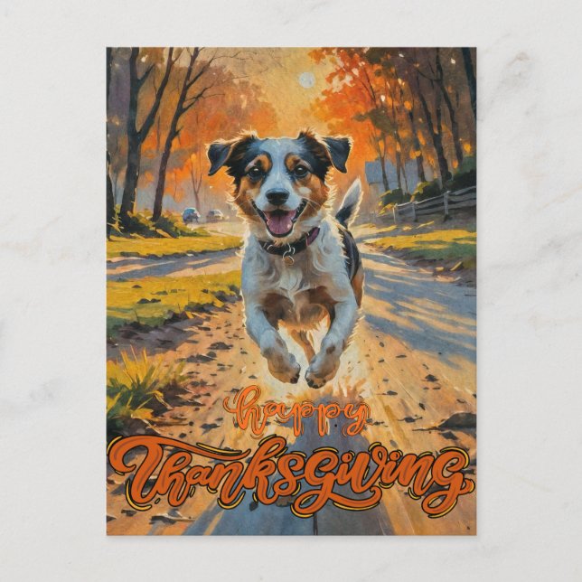 Happy Thanksgiving Dog Postcard (Front)