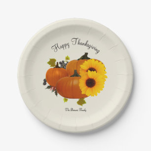 Happy Thanksgiving Ecru or Whatever Paper Party Paper Plate