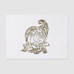 Happy Thanksgiving Elegant Golden Cornucopia Tissue Paper