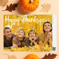 Happy Thanksgiving Elegant Script Over Photo Gold