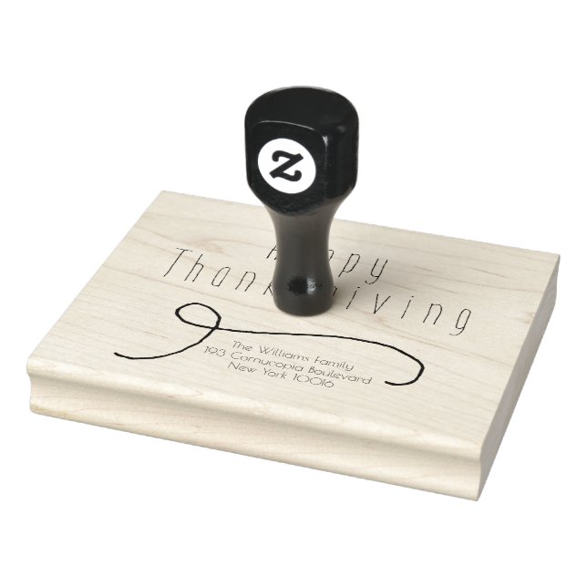 Happy Thanksgiving Elegant Script Typography Rubber Stamp (Stamp)