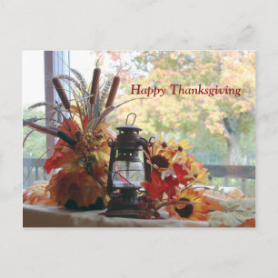 Happy Thanksgiving Fall Colours Autumn Trees Holiday Postcard
