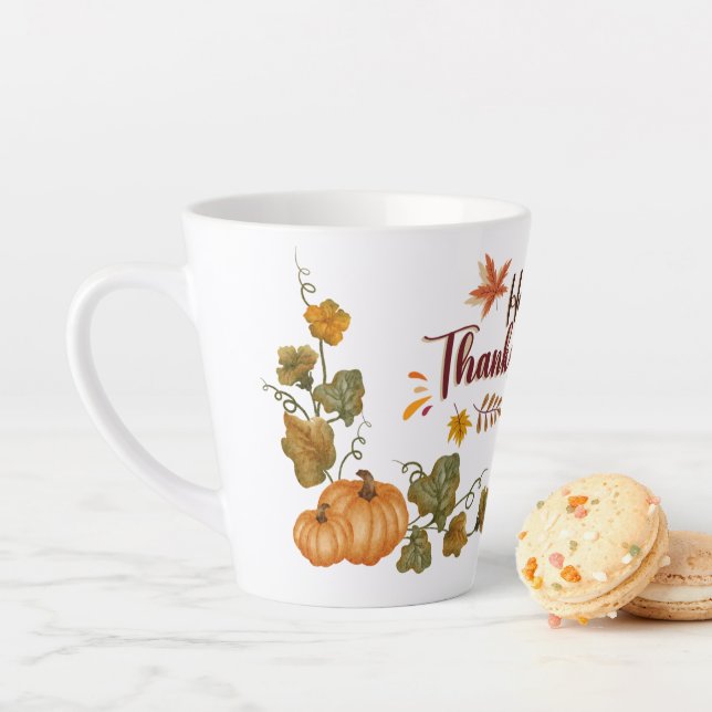Happy Thanksgiving Fall Festive Design Latte Mug (In Situ)