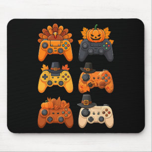 Happy Thanksgiving Fall Gaming Controllers Turkey  Mouse Pad