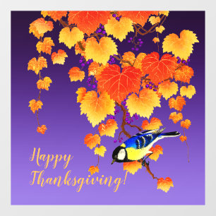 Happy Thanksgiving Fall Grape Orange Gold Leaves