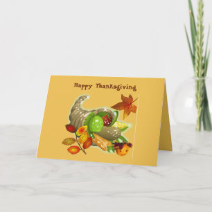 Happy Thanksgiving Fall Harvest Cornucopia Holiday Card