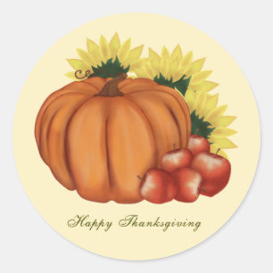 Happy Thanksgiving Fall Harvest Pumpkin Classic Round Sticker