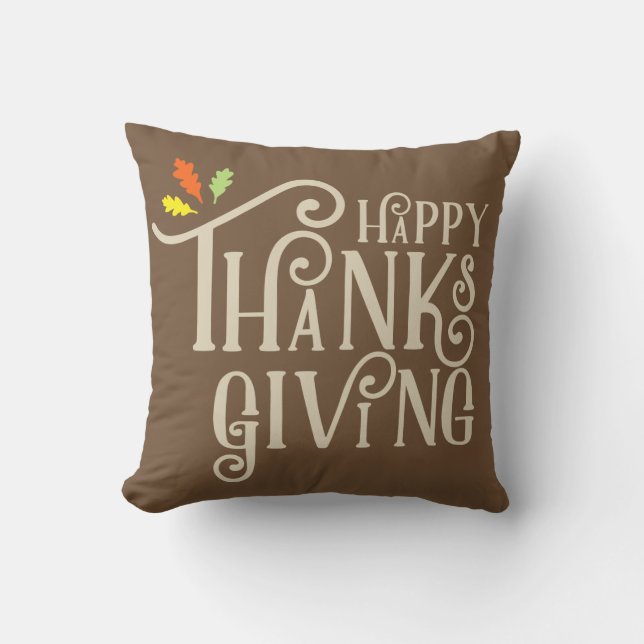 Happy Thanksgiving | Fall Leaves Cushion (Front)